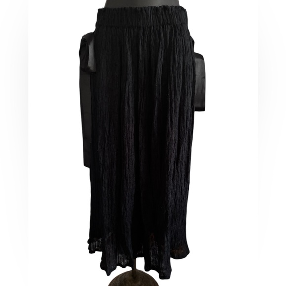 Nuit Black Mesh Maxi Skirt w/Pockets and Ribbon Size S/M - Picture 8 of 12